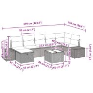 Градински Софа Комплект 8 pcs Светлосиво полиратан