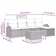 Градински Софа Комплект с възглавница 6 pcs Черно Полиратан