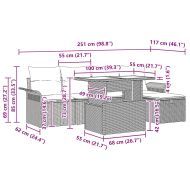 Градински Софа Комплект 6 pcs Светлосиво Полиратан