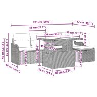 Градински Софа Комплект с възглавница 6 pcs Кафяво Полиратан