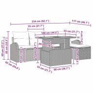 Градински Софа Комплект с възглавница 6 pcs Черно Полиратан