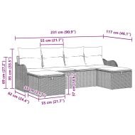 Градински Софа Комплект 6 pcs Светлосиво Полиратан