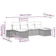 Градински Софа Комплект с възглавница 6 pcs Бежово полиратан