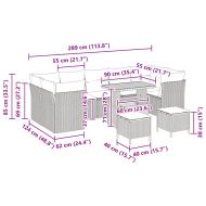 Градински Софа Комплект 10 pcs Черно полиратан