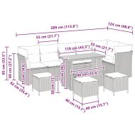 Градински Софа Комплект 10 pcs Сив полиратан