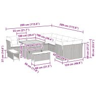 Градински Софа Комплект с възглавница 13 pcs Черно полиратан