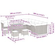 Градински Софа Комплект с възглавница 14 pcs Черно полиратан