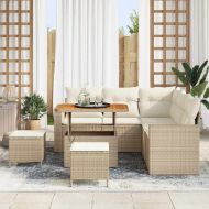 Градински Софа Комплект 8 pcs Бежово полиратан