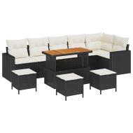 Градински Софа Комплект 10 pcs Черно полиратан