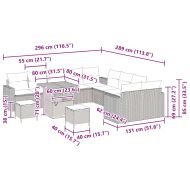 Градински Софа Комплект с възглавница 13 pcs Бежово полиратан