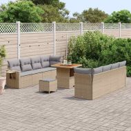 Градински Софа Комплект с възглавница 11 pcs Бежово Полиратан