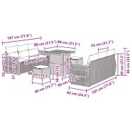 Градински Софа Комплект с възглавница 9 pcs Бежово полиратан