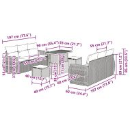 Градински Софа Комплект 9 pcs Сив полиратан