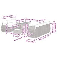 Градински Софа Комплект с възглавница 10 pcs Сив полиратан
