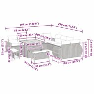Градински Софа Комплект 13 pcs Сив полиратан