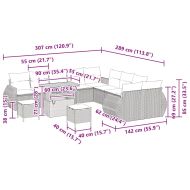 Градински Софа Комплект 13 pcs Сив полиратан