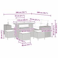 Градински Софа Комплект с възглавница 9 pcs Черно полиратан