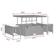 Градински Софа Комплект с възглавница 9 pcs Черно полиратан