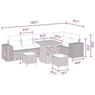 Градински Софа Комплект с възглавница 9 pcs Черно полиратан