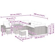 Градински Софа Комплект с възглавница 13 pcs Бежово полиратан