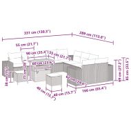 Градински Софа Комплект с възглавница 13 pcs Черно полиратан