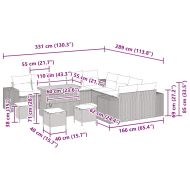 Градински Софа Комплект с възглавница 14 pcs Бежово полиратан