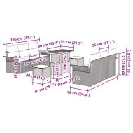 Градински Софа Комплект 9 pcs Сив полиратан