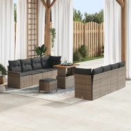 Градински Софа Комплект 11 pcs Сив полиратан