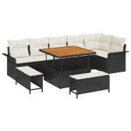 Градински Софа Комплект 9 pcs Черно полиратан