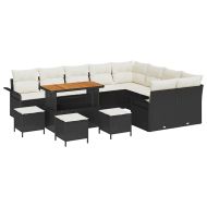 Градински Софа Комплект 13 pcs Черно полиратан