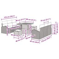 Градински Софа Комплект с възглавница 9 pcs Бежово Полиратан