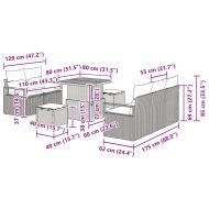 Градински Софа Комплект с възглавница 8 pcs Черно Полиратан