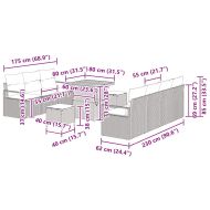 Градински Софа Комплект с възглавница 10 pcs Черно Полиратан