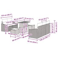 Градински Софа Комплект с възглавница 8 pcs Бежово Полиратан