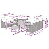 Градински Софа Комплект с възглавница 9 pcs Бежово Полиратан