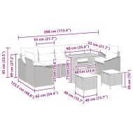 Градински Софа Комплект с възглавница 10 pcs Черно Полиратан
