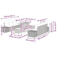 Градински Софа Комплект с възглавница 9 pcs Бежово Полиратан