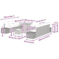 Градински Софа Комплект с възглавница 10 pcs Черно Полиратан