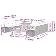 Градински Софа Комплект с възглавница 11 pcs Черно Полиратан