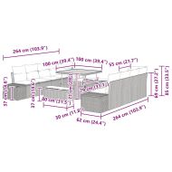 Градински Софа Комплект с възглавница 11 pcs Бежово полиратан