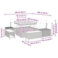 Градински Софа Комплект с възглавница 8 pcs Черно Полиратан