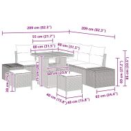 Градински Софа Комплект с възглавница 8 pcs Бежово Полиратан