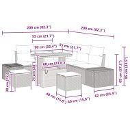 Градински Софа Комплект с възглавница 8 pcs Бежово Полиратан