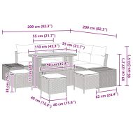 Градински Софа Комплект с възглавница 9 pcs Бежово Полиратан