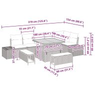 Градински Софа Комплект с възглавница 9 pcs Черно Полиратан