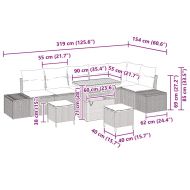 Градински Софа Комплект с възглавница 9 pcs Сив Полиратан