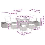 Градински Софа Комплект с възглавница 10 pcs Бежово Полиратан