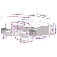 Градински Софа Комплект със съхранение 12 pcs Сив Полиратан
