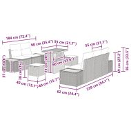Градински Софа Комплект с възглавница 8 pcs Черно Полиратан