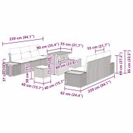Градински Софа Комплект с възглавница 9 pcs Черно Полиратан